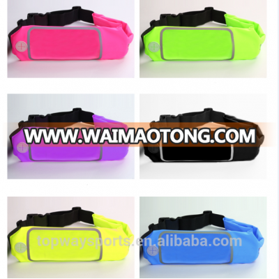 Hot Sale Unisex Reflective Fitness Waist Pack Outdoor Elastic Neroprene Waterproof Waist Bag Sports Running Belt Bag